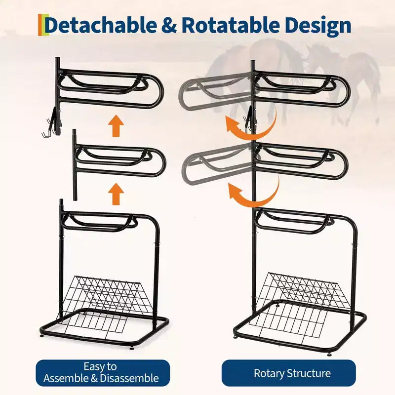 3-Tier Freestanding Saddle Rack with Removable Rotating Tiers