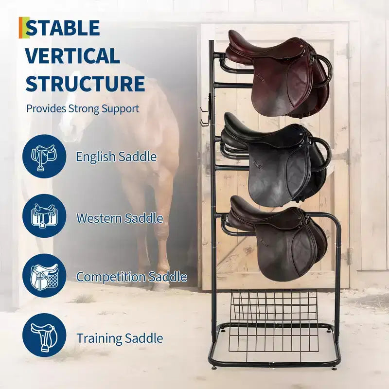 3-Tier Freestanding Saddle Rack with Removable Rotating Tiers