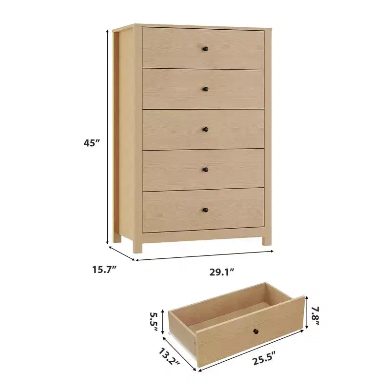 5-Drawer Dresser with Deep Storage