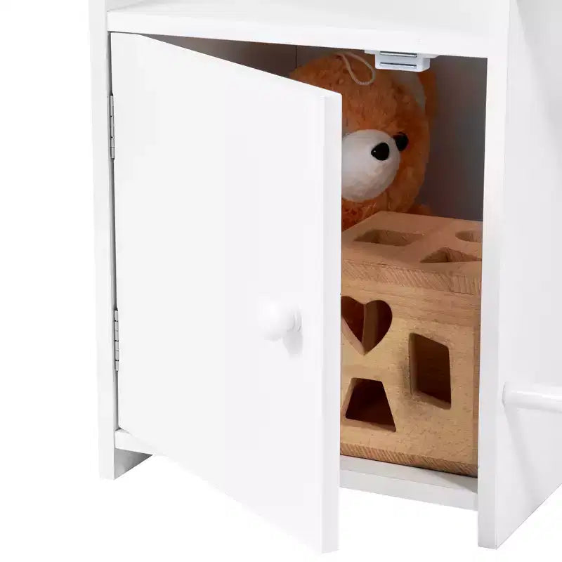 4-Tier Kids Storage Organizer with Bookshelf and 8 Plastic Bins, White