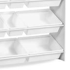 4-Tier Kids Storage Organizer with Bookshelf and 8 Plastic Bins, White