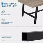 Rectangular Dining Table for 4-6, Industrial Style with Metal Frame and Wood Tabletop