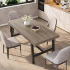 Rectangular Dining Table for 4-6, Industrial Style with Metal Frame and Wood Tabletop