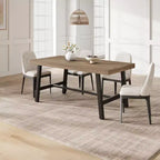 Rectangular Dining Table for 4-6, Industrial Style with Metal Frame and Wood Tabletop
