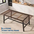 Rectangular Dining Table for 4-6, Industrial Style with Metal Frame and Wood Tabletop