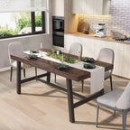 Industrial Rectangular Dining Table for 4-6 - Rustic Wood & Heavy-Duty Metal Frame - Farmhouse Kitchen & Dining Room Table