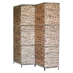 Water Hyacinth 4-Panel Folding Room Divider with Metal Frame