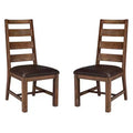 Set of 2 Taos Ladderback Side chair with Faux Leather seat Brown - Intercon: Hardwood Frame, Polyurethane Upholstery, 250lb Capacity