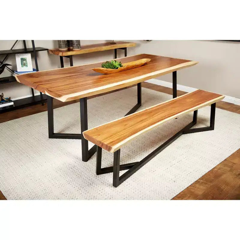 Contemporary Wood Dining Table - Brown, Seats 6, Non-Extendable