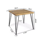 32" Square Industrial Outdoor Dining Table with Acacia Wood Top