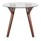 35.5" Mid-Century Modern Round Dining Table with Walnut Top and Splayed Legs, Seats 4