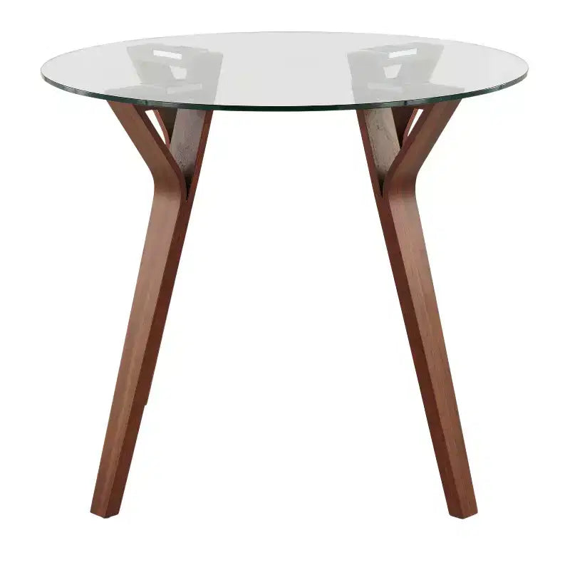 35.5" Mid-Century Modern Round Dining Table with Walnut Top and Splayed Legs, Seats 4