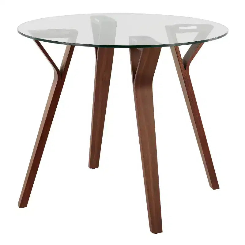 35.5" Mid-Century Modern Round Dining Table with Walnut Top and Splayed Legs, Seats 4