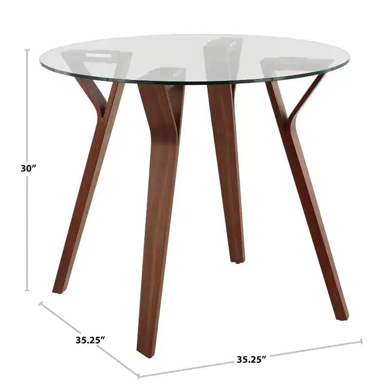 35.5" Mid-Century Modern Round Dining Table with Walnut Top and Splayed Legs, Seats 4