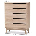 Mid-Century Modern Two-Tone 5-Drawer Chest – Oak & Gray Finish