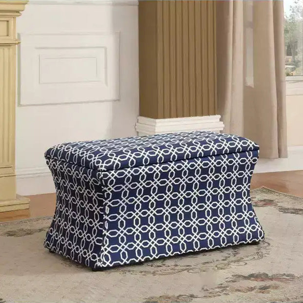 Light Blue Lattice Storage Ottoman