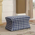 Light Blue Lattice Storage Ottoman