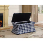 Light Blue Lattice Storage Ottoman