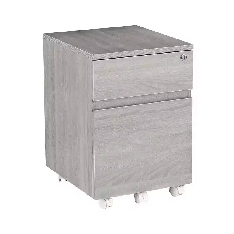 Rolling 2 Drawer Vertical File Cabinet with Lock and Storage Gray - Techni Mobili: MDF, Laminated, Metal Hardware