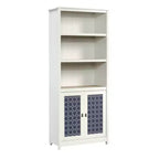 71" Cottage Road Library with Decorative Doors Soft White - Sauder