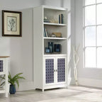 71" Library Bookcase with Decorative Doors - Soft White
