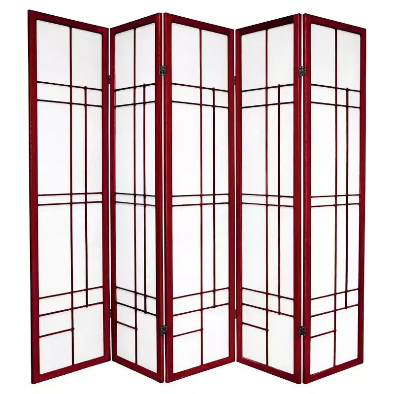 6 ft. Tall Eudes Shoji Screen - Rosewood (5 Panels)
