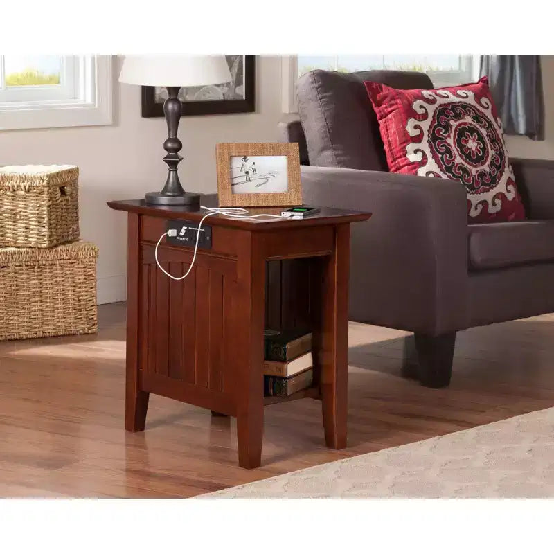 Nantucket Chair Side Table with Built-In Charger
