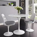 Round Faux Marble Dining Table with Pedestal Base