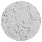 Round Faux Marble Dining Table with Pedestal Base