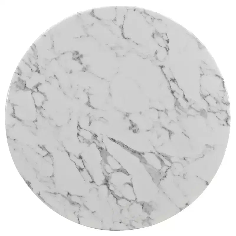 Round Faux Marble Dining Table with Pedestal Base
