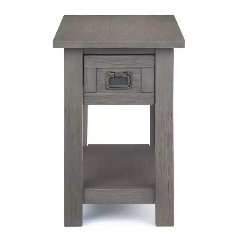 14 Inch Narrow Side Table with Drawer and Open Shelf