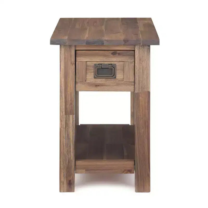 14 Inch Narrow Side Table with Drawer and Open Shelf