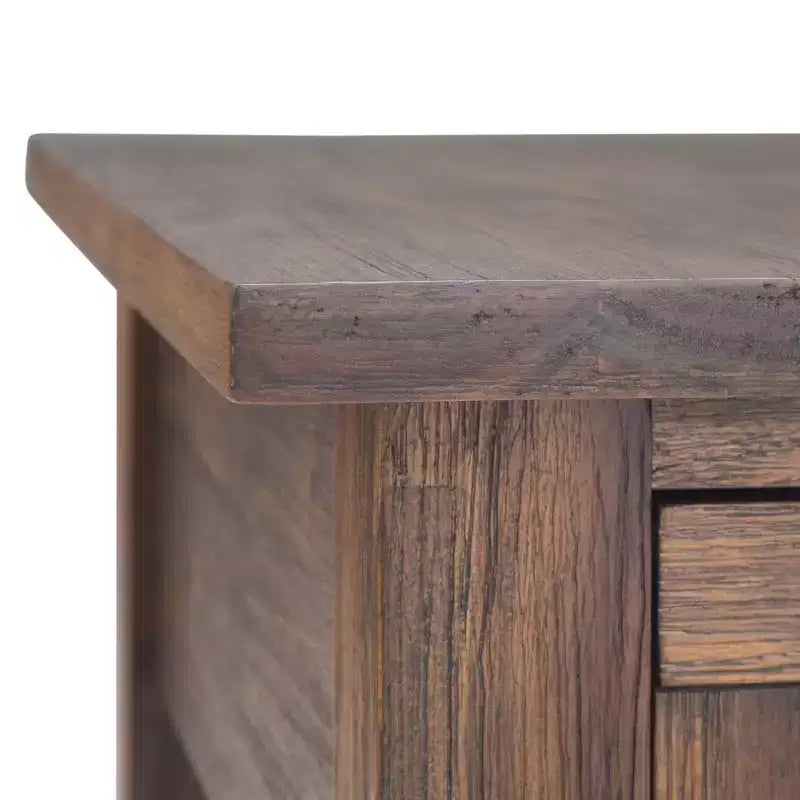 14 Inch Narrow Side Table with Drawer and Open Shelf