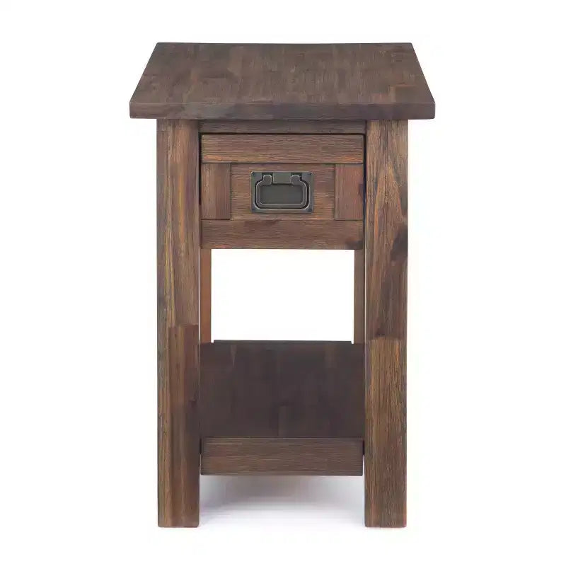14 Inch Narrow Side Table with Drawer and Open Shelf