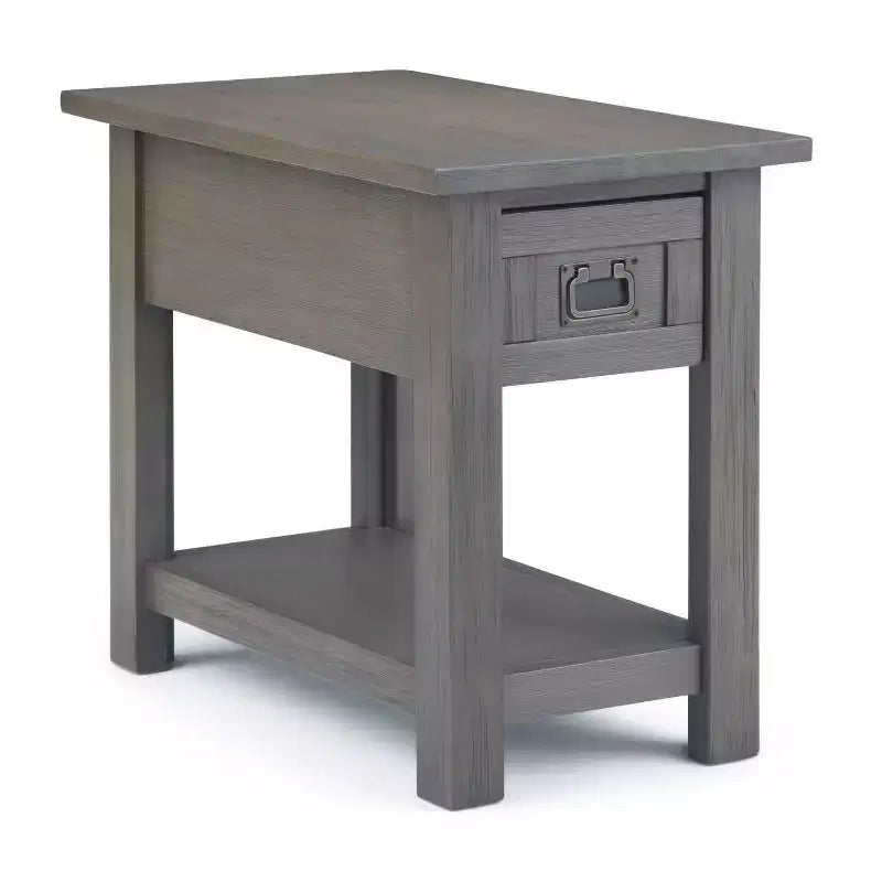 14 Inch Narrow Side Table with Drawer and Open Shelf