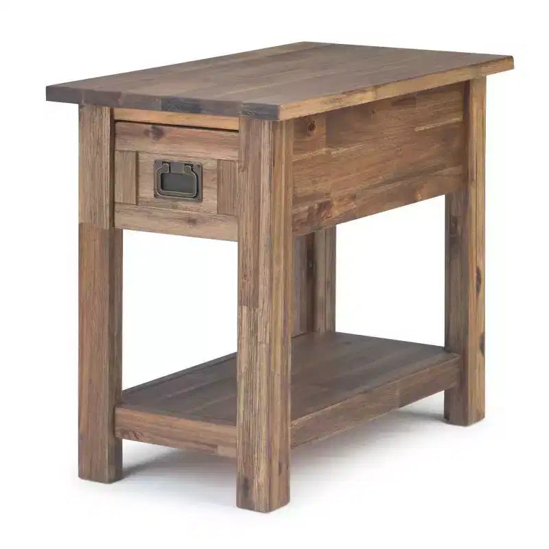 14 Inch Narrow Side Table with Drawer and Open Shelf