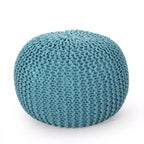 Nahunta Modern Knitted Cotton Round Pouf - Christopher Knight Home