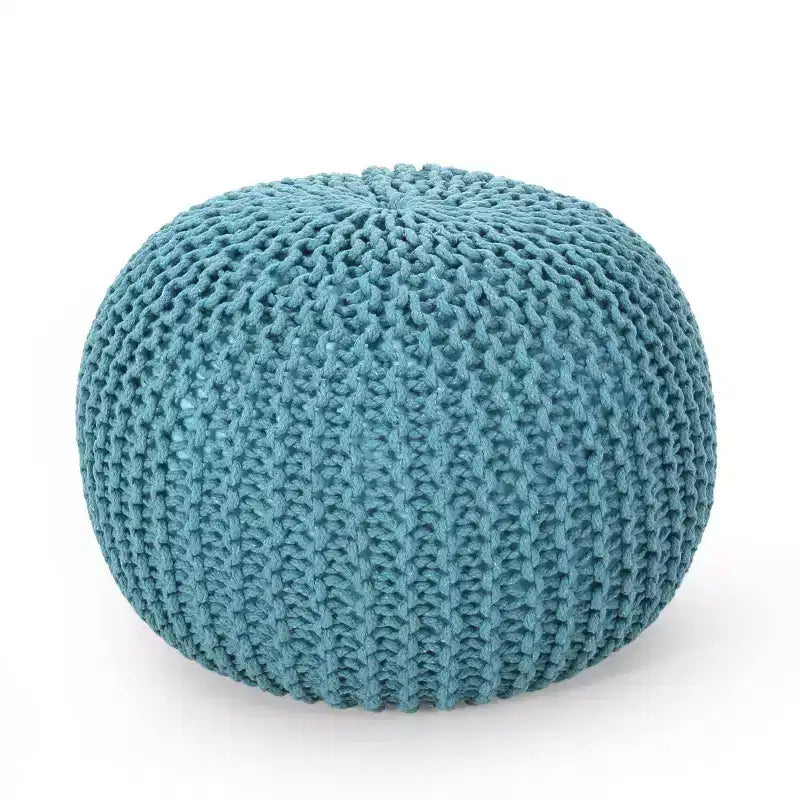 Nahunta Modern Knitted Cotton Round Pouf - Christopher Knight Home