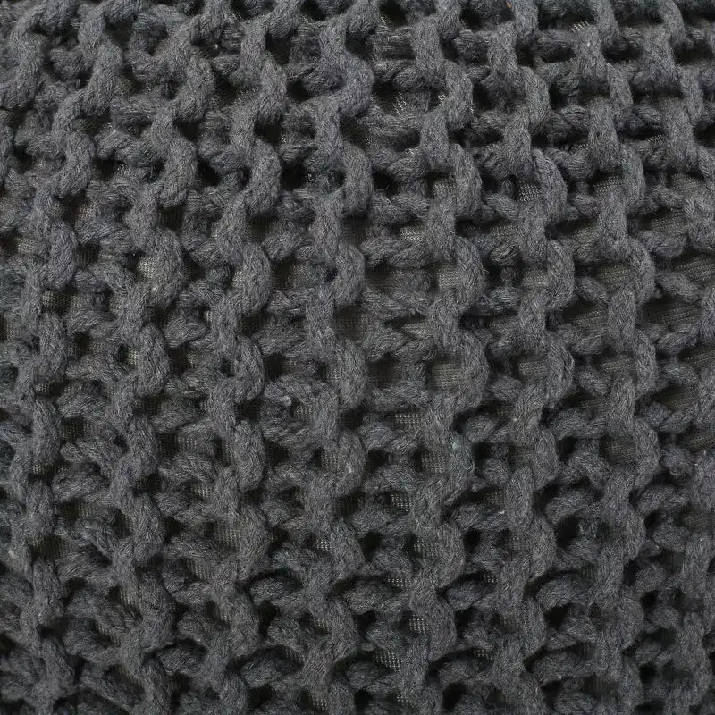 Moderner runder Pouf Ottoman aus gestrickter Baumwolle