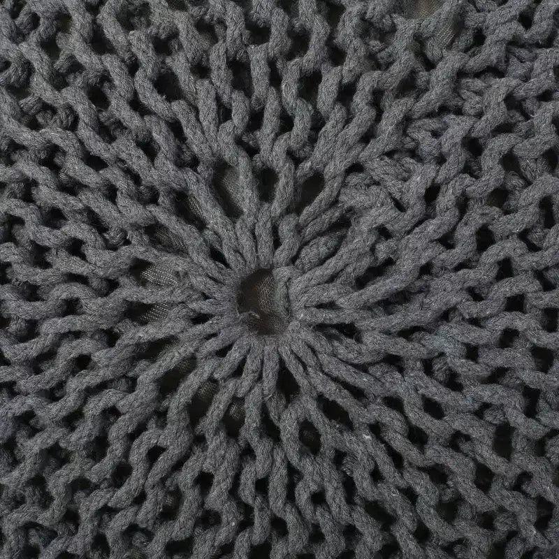 Moderner runder Pouf Ottoman aus gestrickter Baumwolle