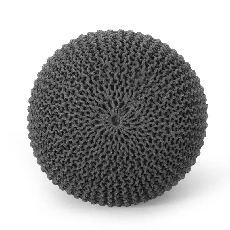 Moderner runder Pouf Ottoman aus gestrickter Baumwolle