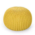 Moderner runder Pouf Ottoman aus gestrickter Baumwolle