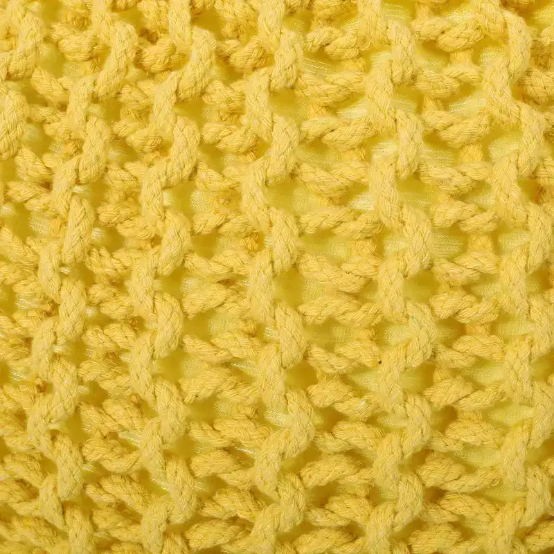Moderner runder Pouf Ottoman aus gestrickter Baumwolle
