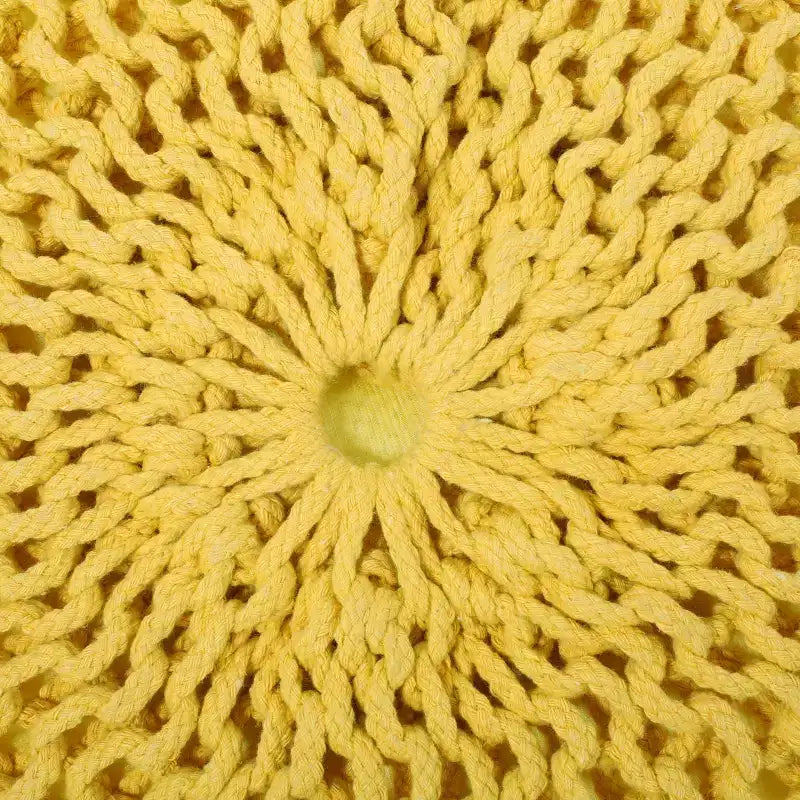Moderner runder Pouf Ottoman aus gestrickter Baumwolle