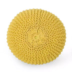 Moderner runder Pouf Ottoman aus gestrickter Baumwolle