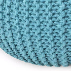Moderner runder Pouf Ottoman aus gestrickter Baumwolle