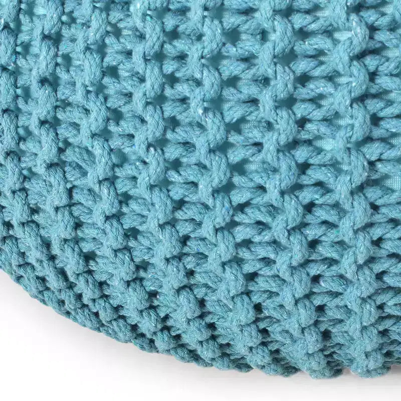 Modern Knitted Cotton Round Pouf Ottoman