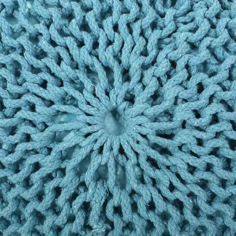 Moderner runder Pouf Ottoman aus gestrickter Baumwolle