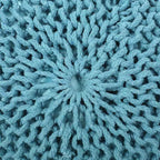 Moderner runder Pouf Ottoman aus gestrickter Baumwolle
