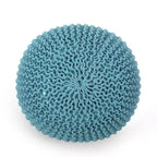 Moderner runder Pouf Ottoman aus gestrickter Baumwolle